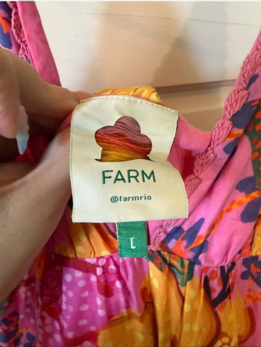 Farm Rio Gorgeous Tropical Pink & Yellow Tiered Maxi Sundress Large - Picture 4 of 8